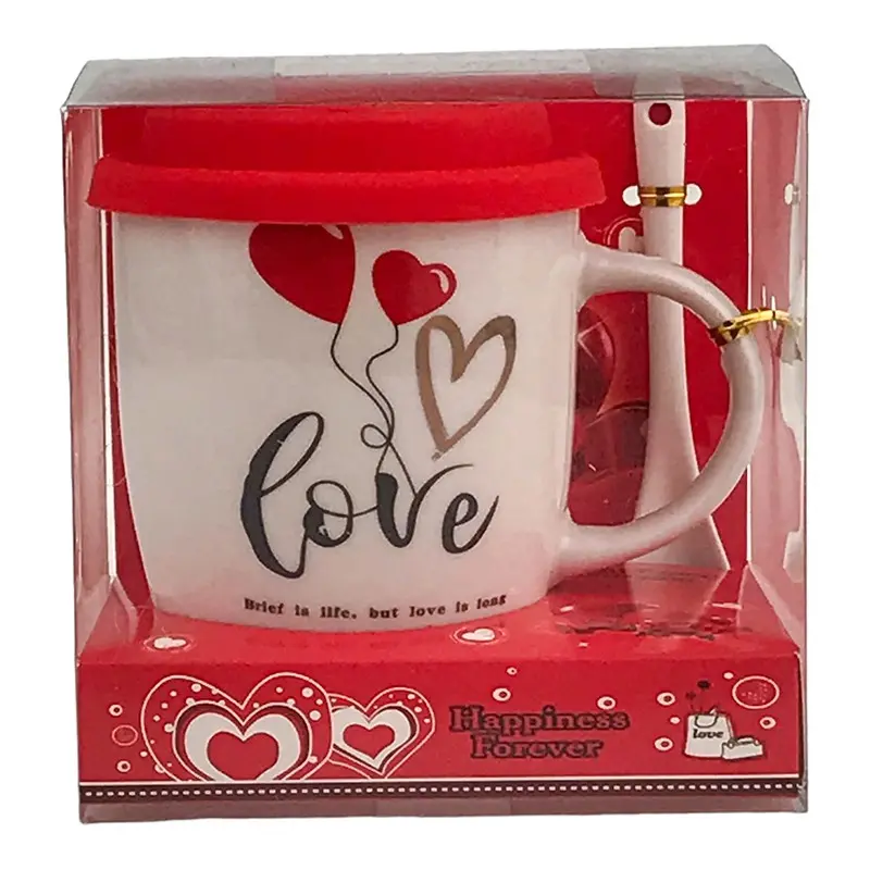 Cana cu lingurita si capac silicon, inimi, model 1905h